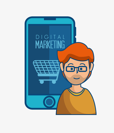 digital marketing flat icons vector illustration designのイラスト素材