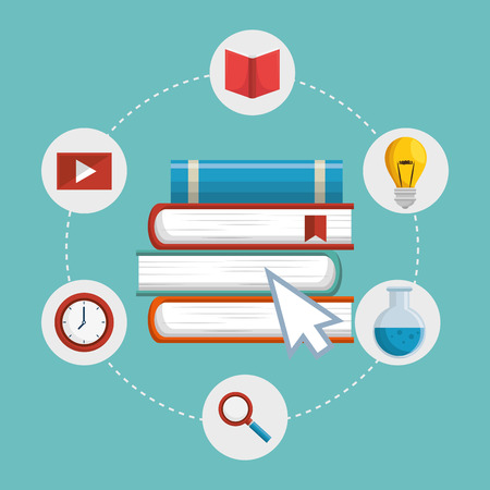 education online flat icons vector illustration designのイラスト素材