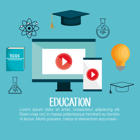 education set flat icons vector illustration designのイラスト素材