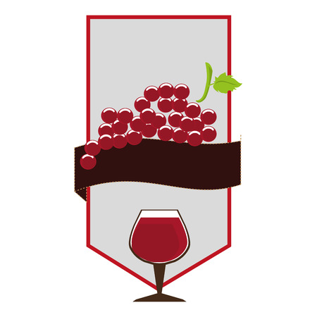 label with cup wine with grapes vector illustrationのイラスト素材