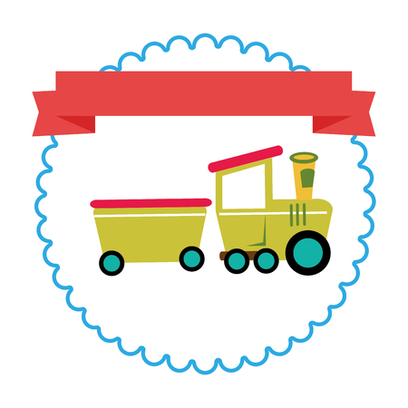border with label and train toy vector illustrationのイラスト素材