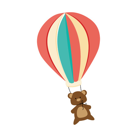 colorful air balloon with bear vector illustrationのイラスト素材