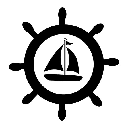 silhouette boat rudder with yacht vector illustrationのイラスト素材