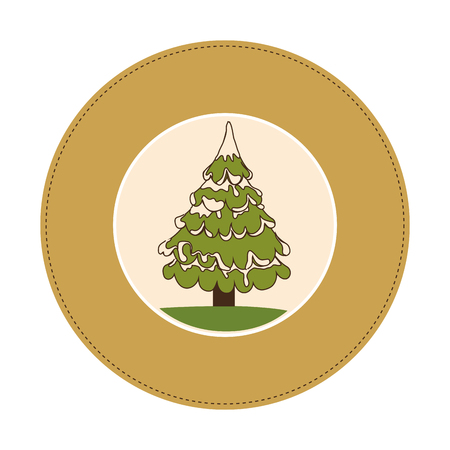 happy merry christmas tree card vector illustration designのイラスト素材