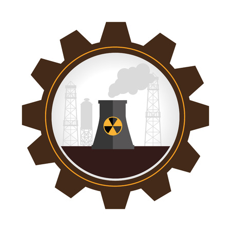 gear wheel shape border with factory radioactive material vector illustrationのイラスト素材