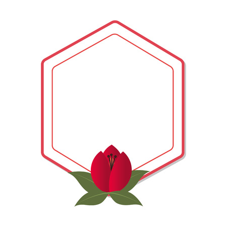 heraldic border with blossom and leaves vector illustrationのイラスト素材