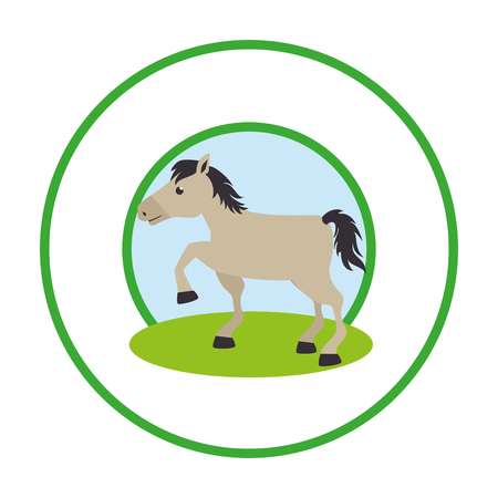 circular border with colorful silhouette horse animal icon vector illustrationのイラスト素材