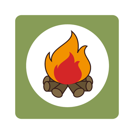 square border with wood fire vector illustrationのイラスト素材