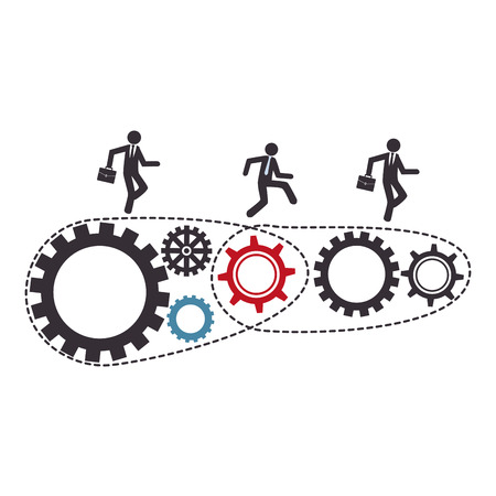 mechanism with gear wheels and executive men vector illustrationのイラスト素材