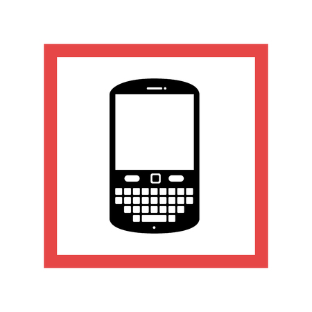 square frame with black contour cellphone with keyboard vector illustrationのイラスト素材