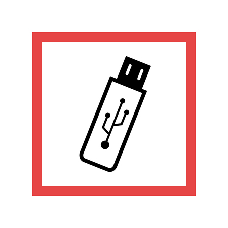 square frame with black contour usb memory vector illustrationのイラスト素材