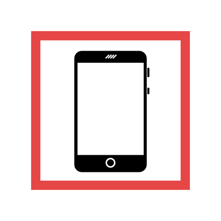 square frame with black contour cellphone vector illustrationのイラスト素材