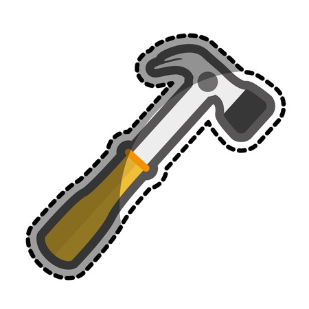 color sticker with hammer tool vector illustrationのイラスト素材