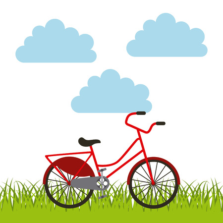 bicycle icon over sky background. colorful design. vector illustrationのイラスト素材