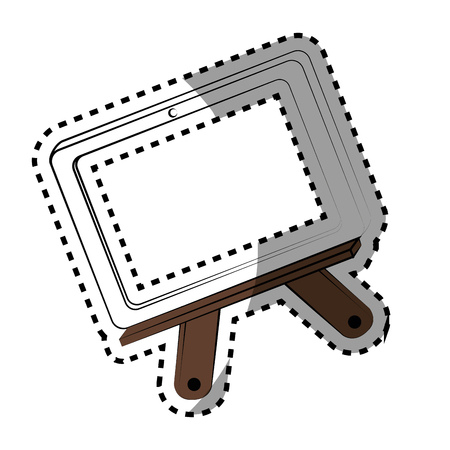 monochrome contour sticker with school slate vector illustrationのイラスト素材