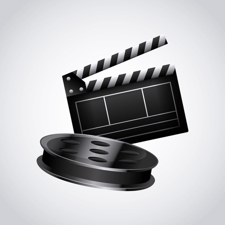 Clapboard and reel tape over white background. colorful design. vector illustrationのイラスト素材