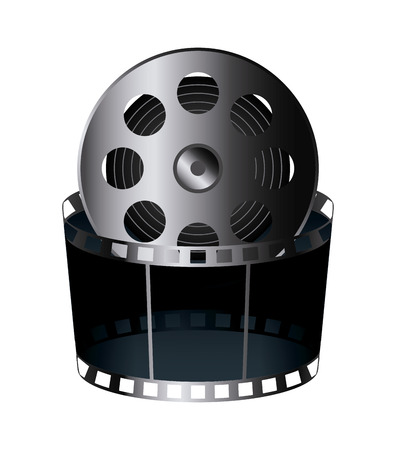 cinema reel film tape icon over white background. colorful design. vector illustrationのイラスト素材
