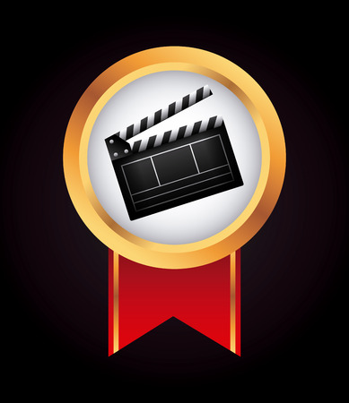 medal with Clapboard icon over black background. colorful design. vector illustrationのイラスト素材