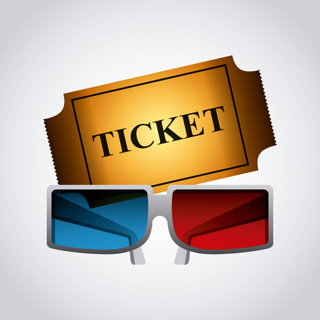 cinema ticket and 3d glasses over white background. colorful design. vector illustrationのイラスト素材