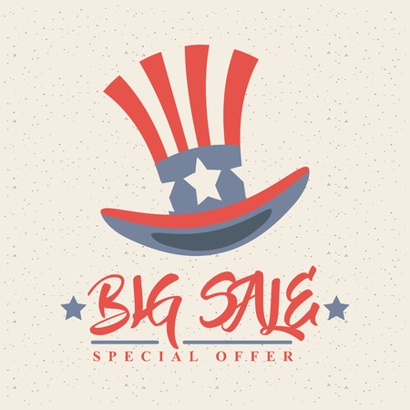 united states of america top hat icon. big sale concept. colorful design. vector illustrationのイラスト素材