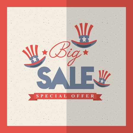 united states of america top hats icons around. big sale concept. colorful design. vector illustrationのイラスト素材
