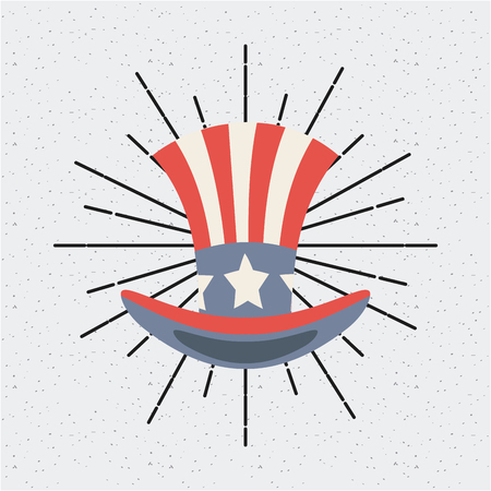 united states of america top hat icon over white background. colorful design. vector illustrationのイラスト素材