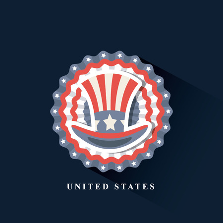seal stamp with top hat icon over blue background. united states of america concept. colorful design. vector illustrationのイラスト素材