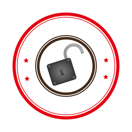 circular border with open padlock vector illustrationのイラスト素材