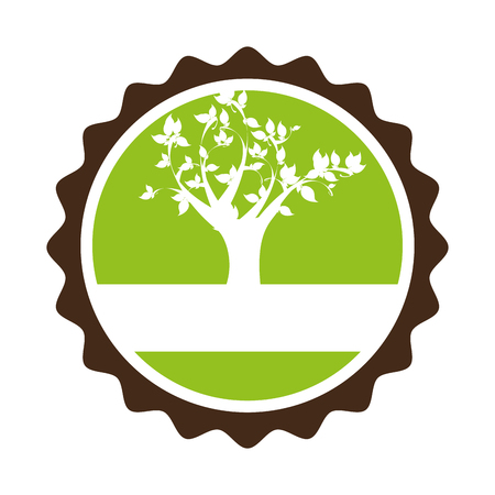circular stamp with leafy tree plant vector illustrationのイラスト素材