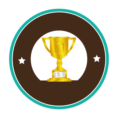 colorful circular border with golden Trophy Cup with plate vector illustrationのイラスト素材