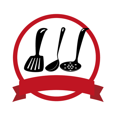 circular emblem with spoon set vector illustrationのイラスト素材
