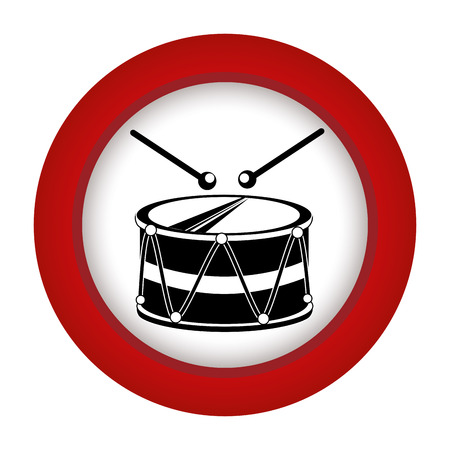 red circle with drum and drum stick vector illustrationのイラスト素材