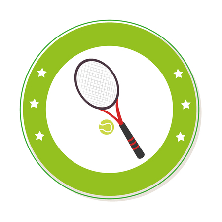 color circular frame with ball and tennis racket vector illustrationのイラスト素材