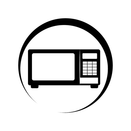 monochrome circular frame with microwave oven vector illustrationのイラスト素材