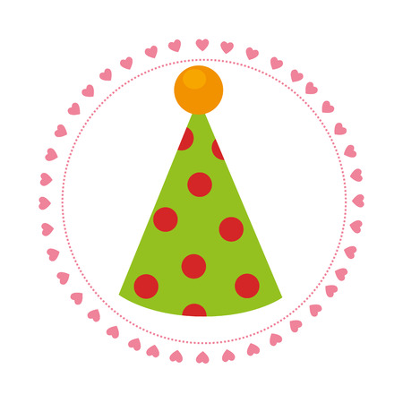 color circular frame with party hat vector illustrationのイラスト素材