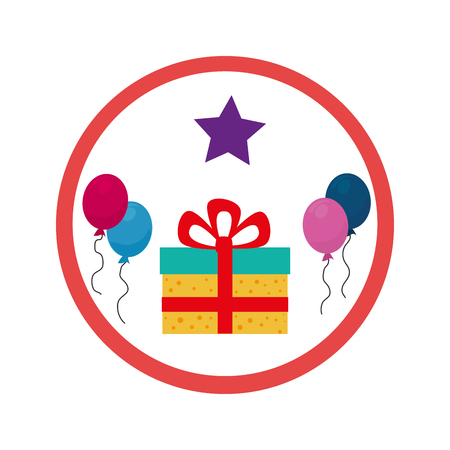 color circular frame with gift boxes and balloons vector illustrationのイラスト素材