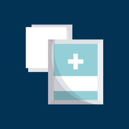 medicine equipment of first aid over blue background. colorful design. vector illustrationのイラスト素材