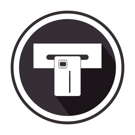 monochorme circular border with withdraw money from ATM slot vector illustrationの写真素材
