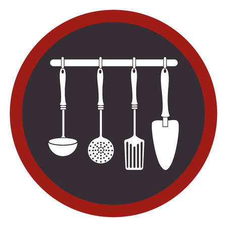 circular frame with spoons frying set and spatulas vector illustrationのイラスト素材