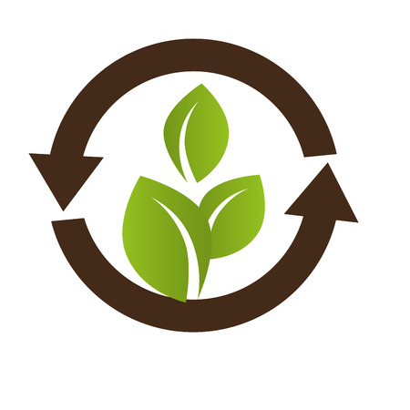 symbol with leaf in circle formed arrows vector illustrationのイラスト素材