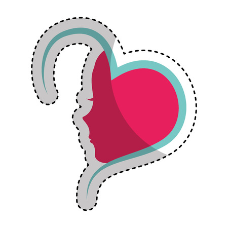 heart with female profile icon vector illustration designのイラスト素材