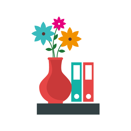workplace accesories flat icons vector illustration designのイラスト素材
