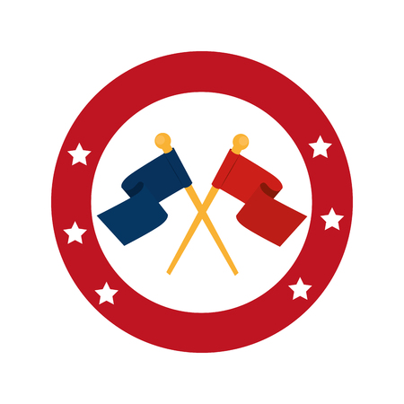 emblem with flags isolated icon vector illustration designのイラスト素材