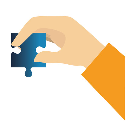 hands human with puzzle game pieces isolated icon vector illustration designのイラスト素材