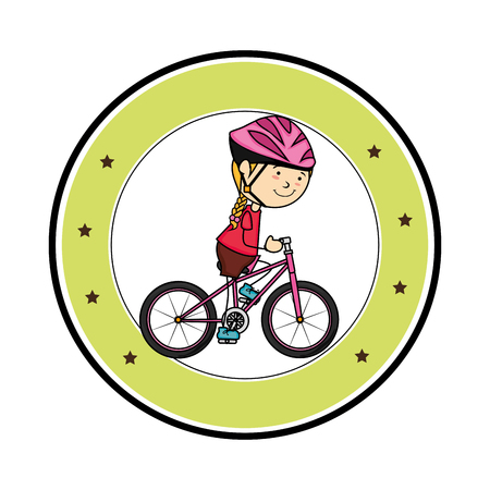 cute little girl character in bicycle vector illustration designのイラスト素材
