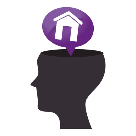 human profile with house isolated icon vector illustration designのイラスト素材