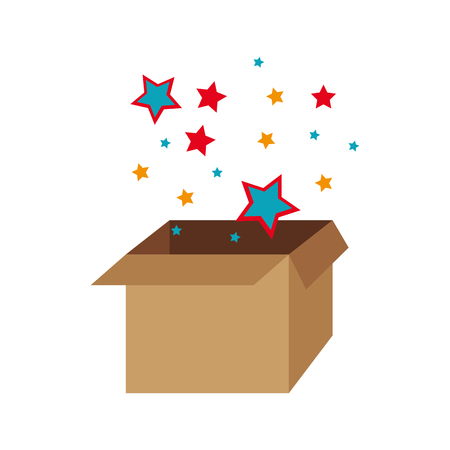 box with colors stars decorative icon vector illustration designのイラスト素材