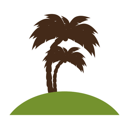 beach with tree palm vector illustration designのイラスト素材
