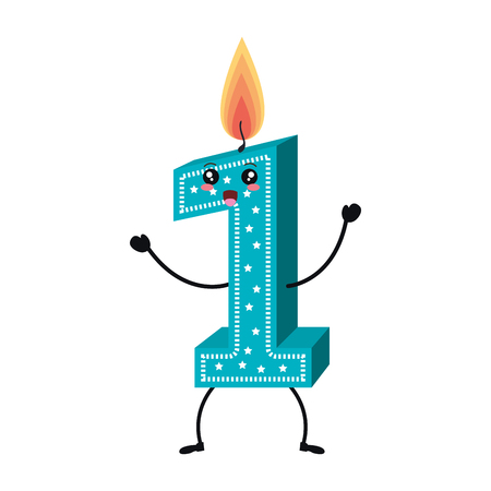 candle birthday number character vector illustration designのイラスト素材
