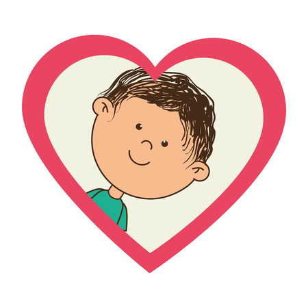 color silhouette with him in heart frame vector illustrationのイラスト素材